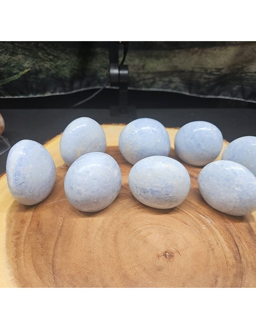 Load image into Gallery viewer, 1lb 2pcs Natural Baby Blue Celestite Quartz Crystal Palm Stone Decoration
