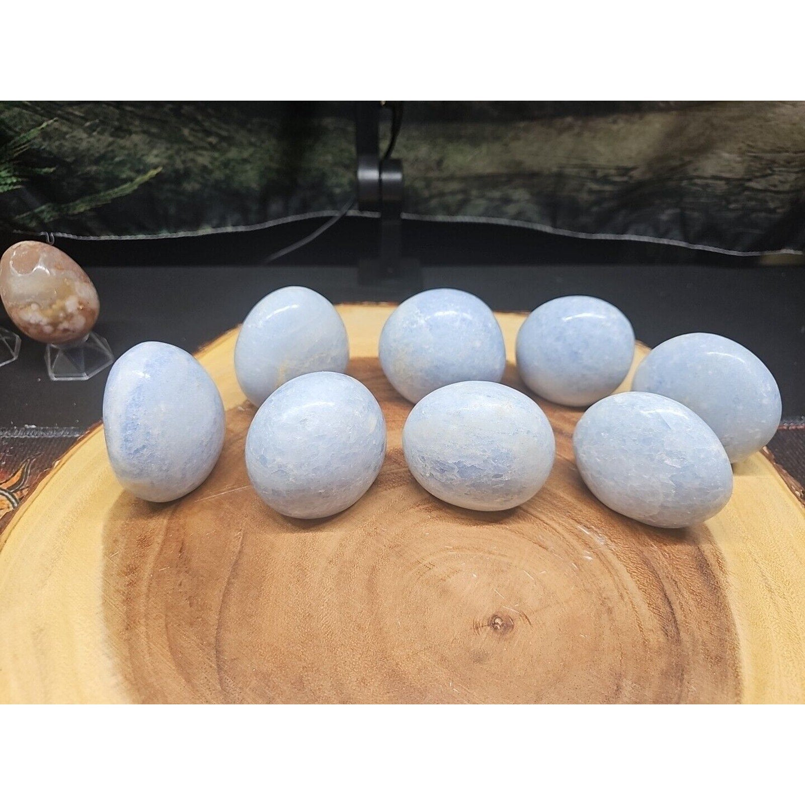 1lb 2pcs Natural Baby Blue Celestite Quartz Crystal Palm Stone Decoration