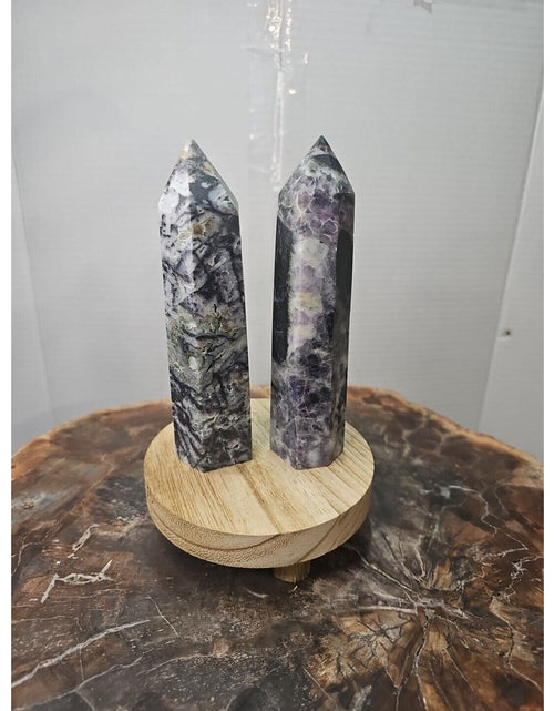 Load image into Gallery viewer, 2Pcs Natural Purple Fluorite Quartz Crystal Point Tower Polished
