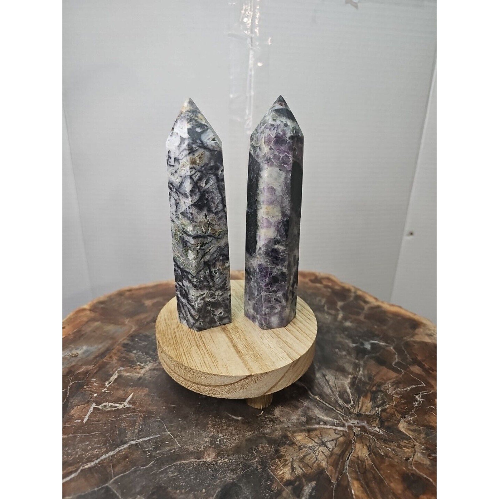 2Pcs Natural Purple Fluorite Quartz Crystal Point Tower Polished