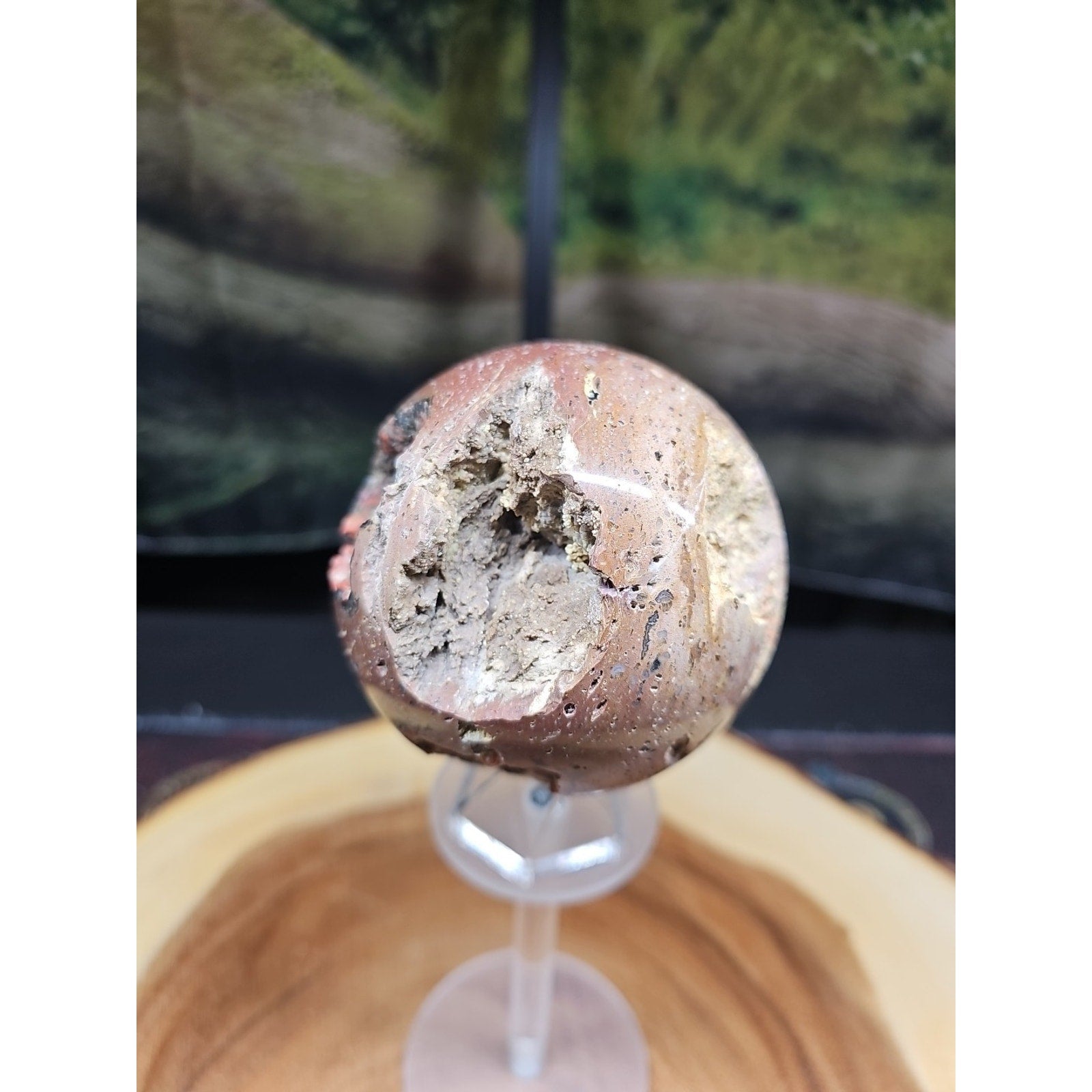 1.17LB Natural Vesuvianite Agate Carnelian Crystal Geode Sphere Ball Healing