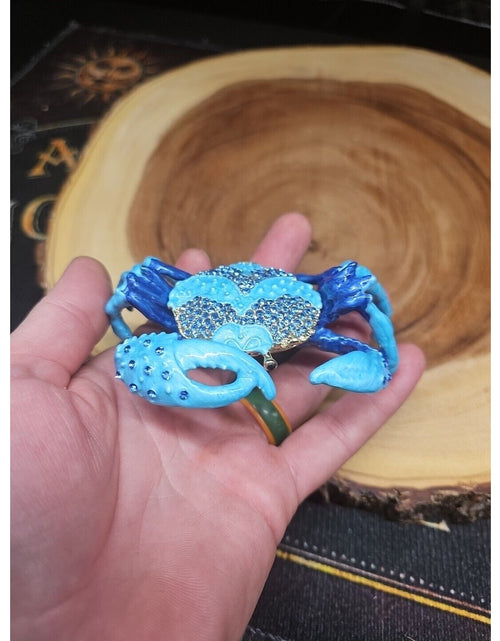 Load image into Gallery viewer, Crab Trinket Box W/3 Herkimer Diamonds Covered In Gemstones
