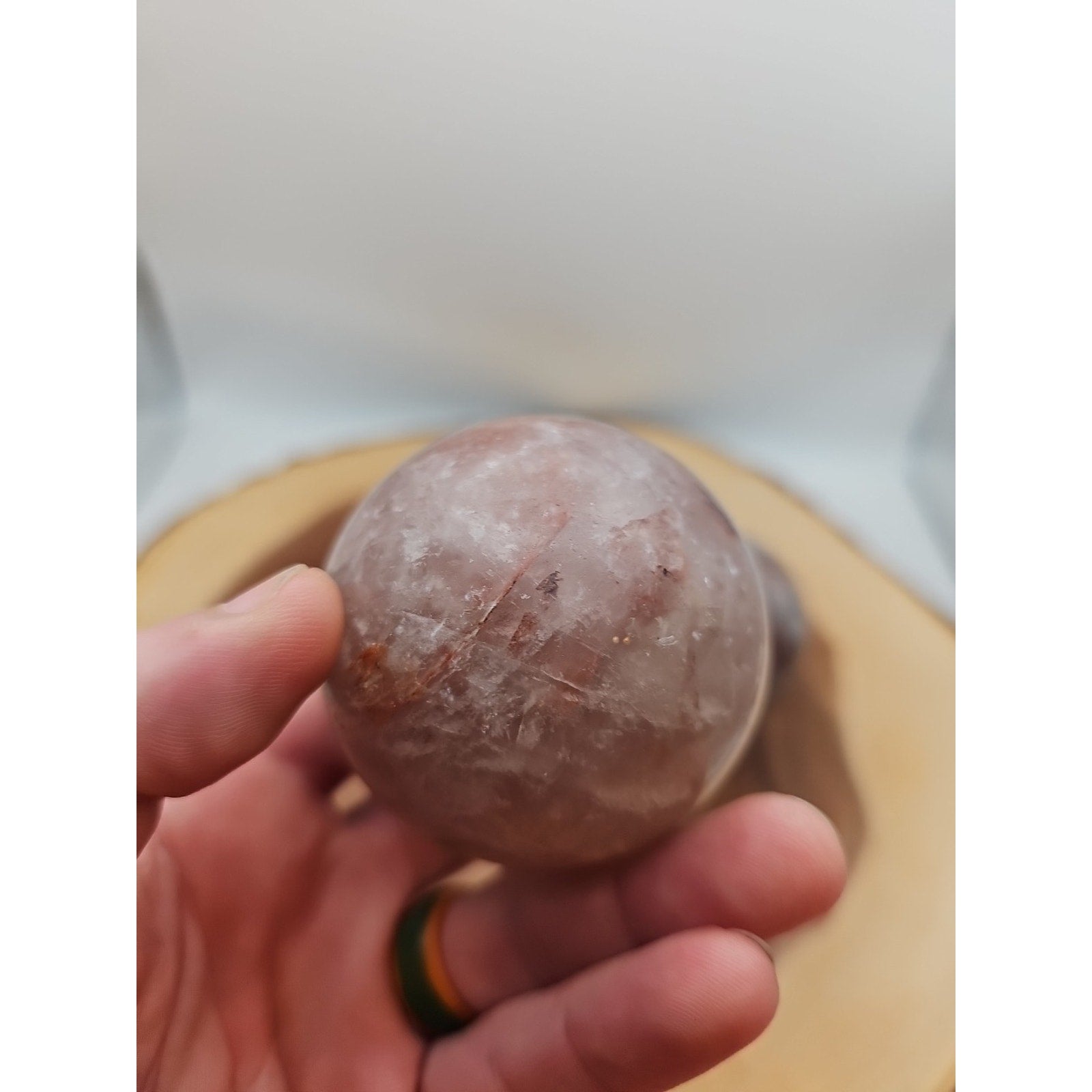 Fire Quartz Crystal Sphere 55-60mm W/stand 1 Each
