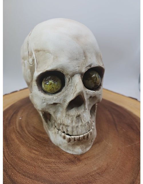 Load image into Gallery viewer, Resin Skull W/Ocean Jasper Quartz Eyes
