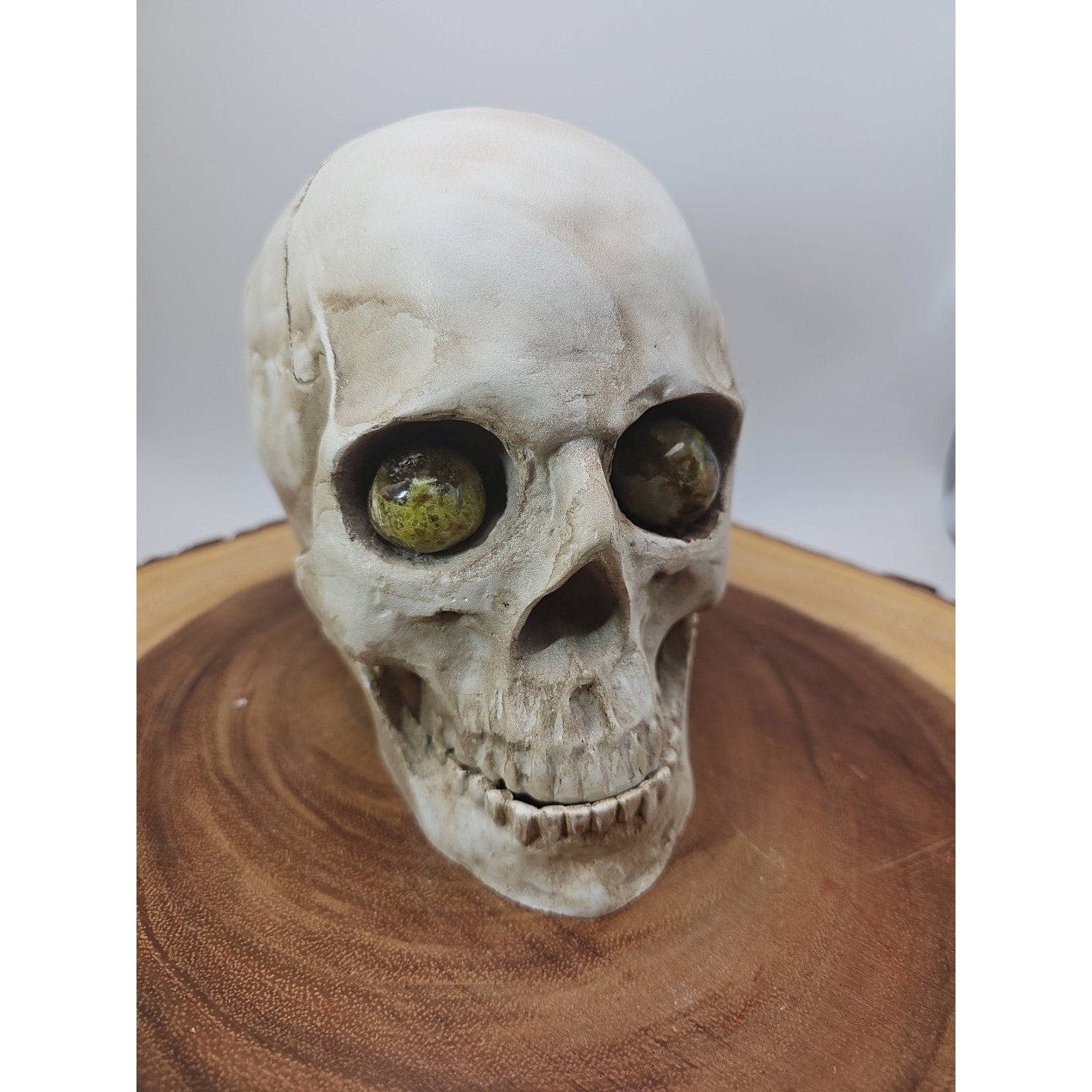 Resin Skull W/Ocean Jasper Quartz Eyes