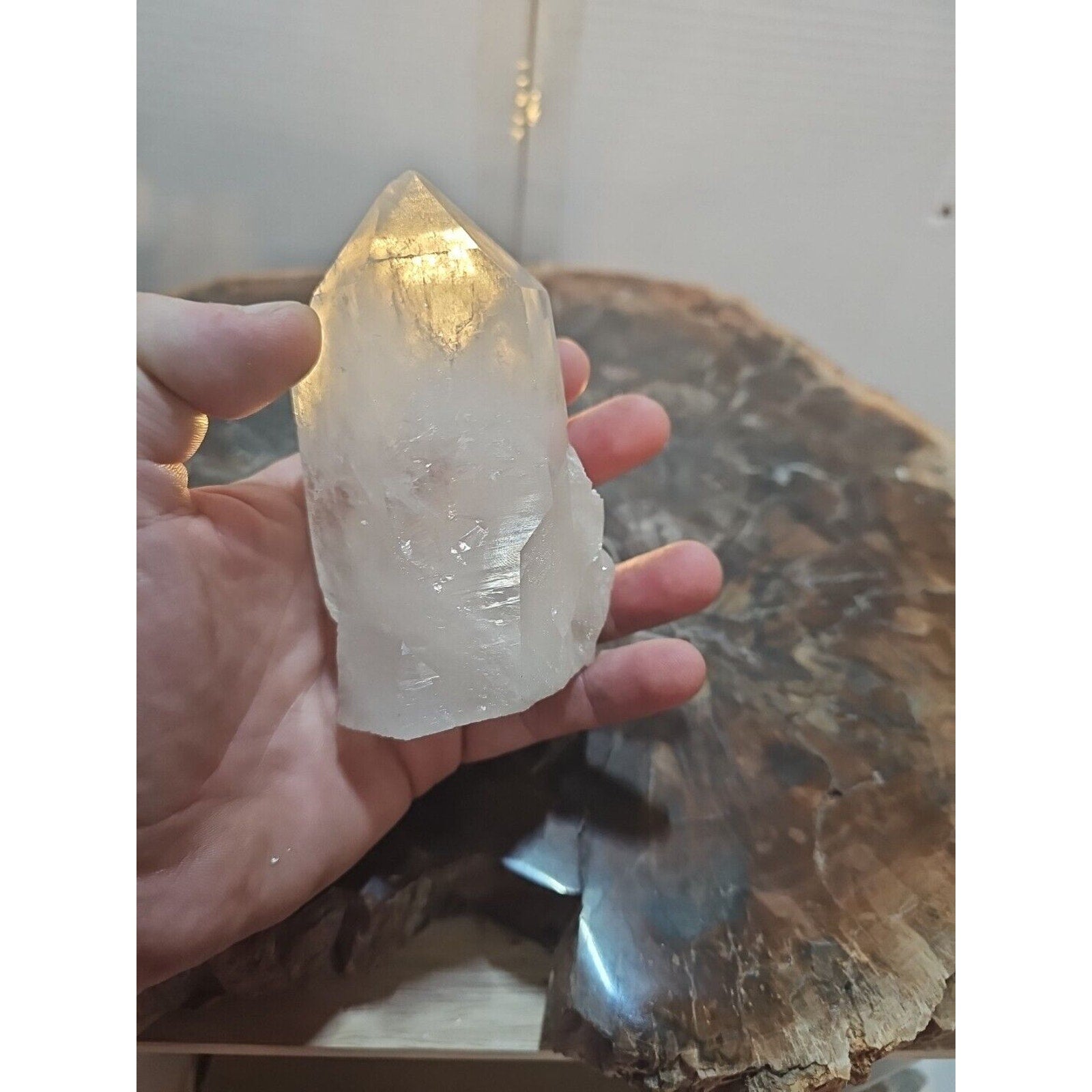 429g White Quartz Crystal Cluster W/ Led Light