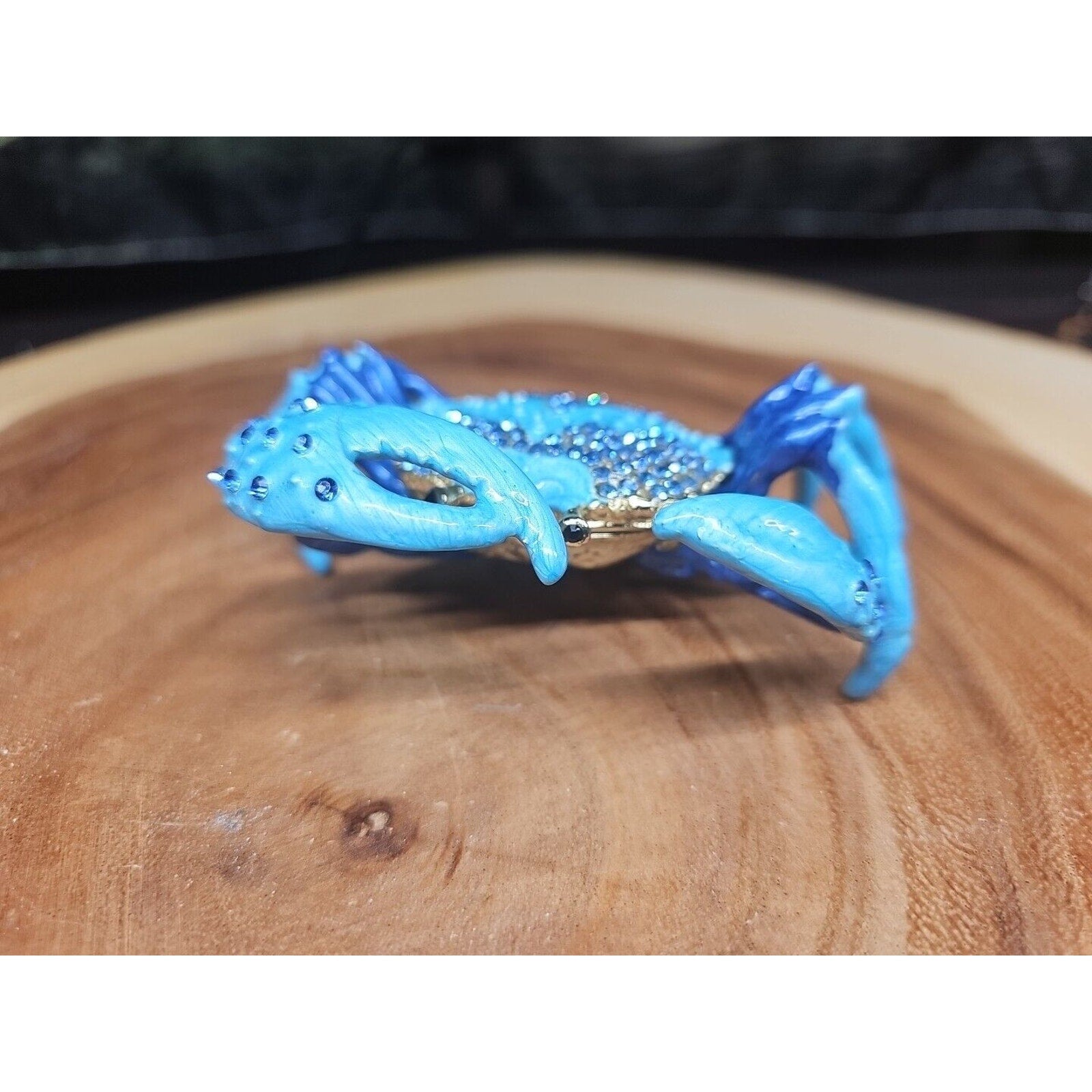 Crab Trinket Box W/3 Herkimer Diamonds Covered In Gemstones