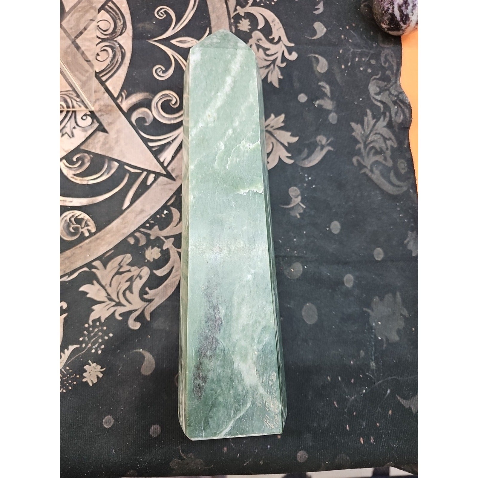 5.04lbs 11.5in Tall Green Jasper Crystal Point Tower Healing
