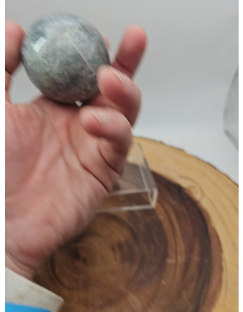 Load image into Gallery viewer, Rainbow Labradorite Sphere .45lb 53mm W/Dragon Stand
