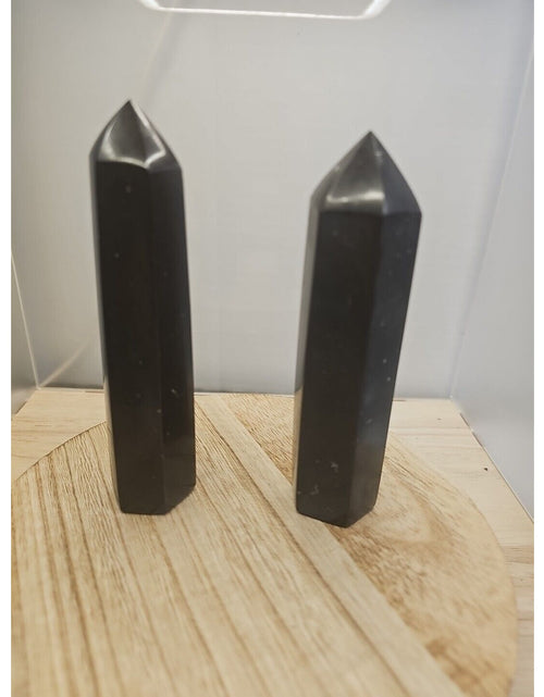 Load image into Gallery viewer, 10oz-14oz 1each Natural Black Tourmaline Quartz Crystal Tower Polished Healing
