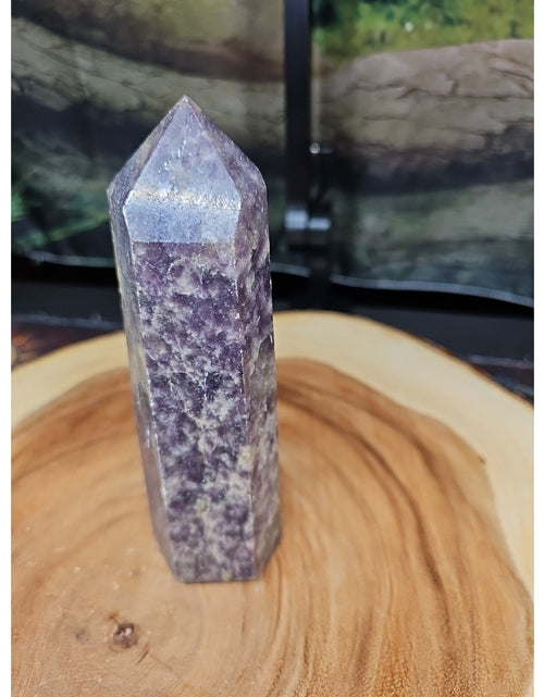 Load image into Gallery viewer, 1ea Natural Purple Mica Lepidolite Crystal Point Tower Africa 505g
