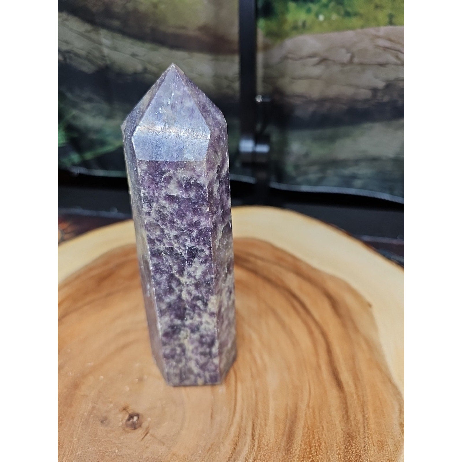 1ea Natural Purple Mica Lepidolite Crystal Point Tower Africa 505g