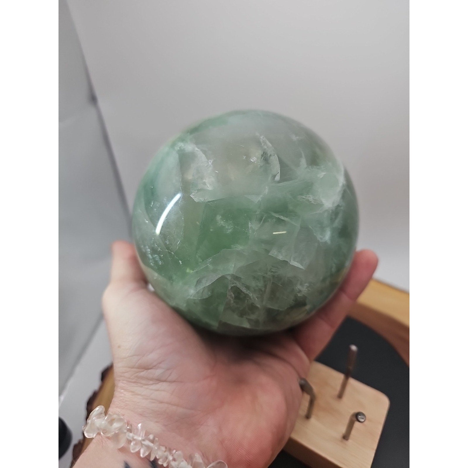 5.43 Natural Green Fluorite Quartz Crystal Sphere Ball Polished Healing