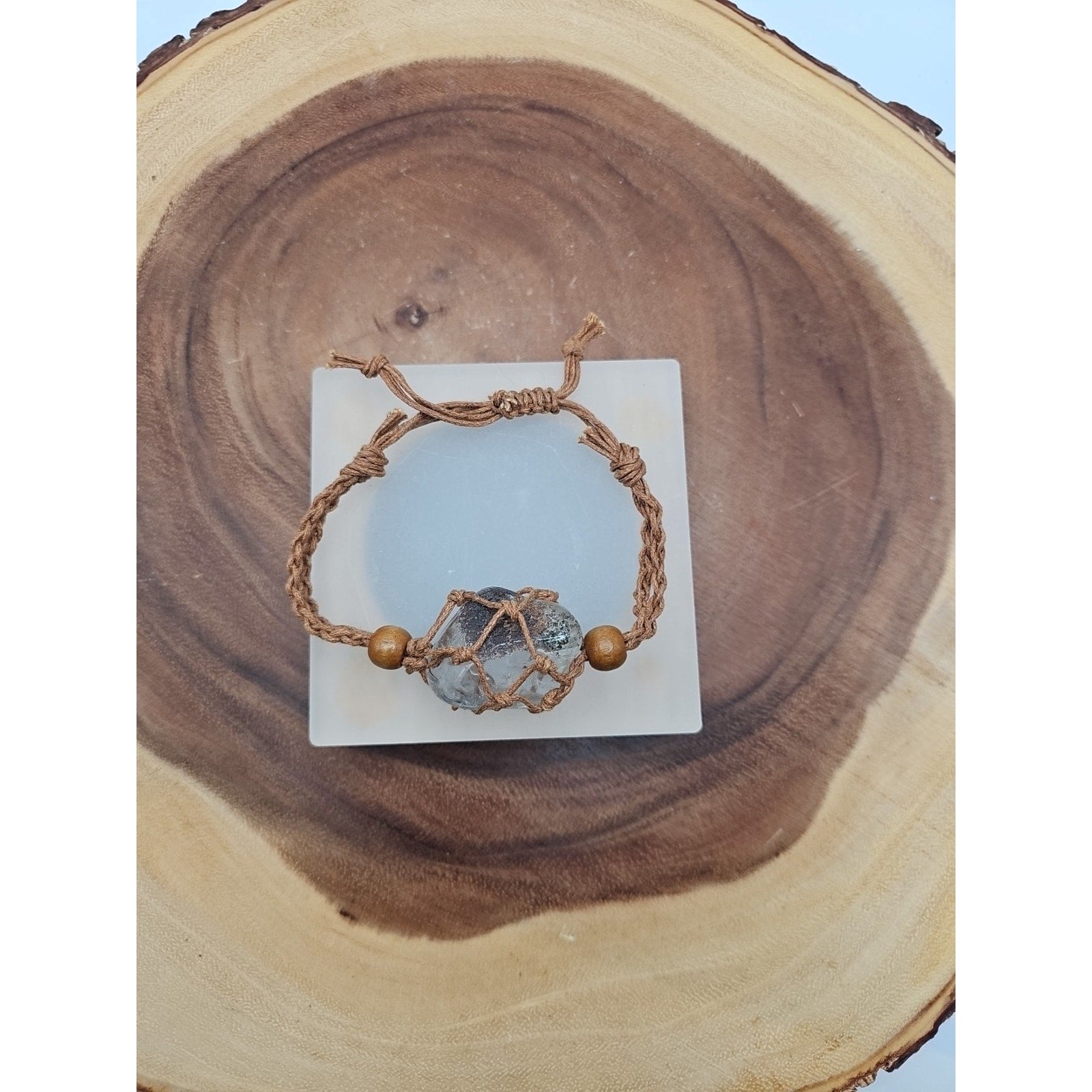 Huge ghost crystal bracelet W/hemp Rope
