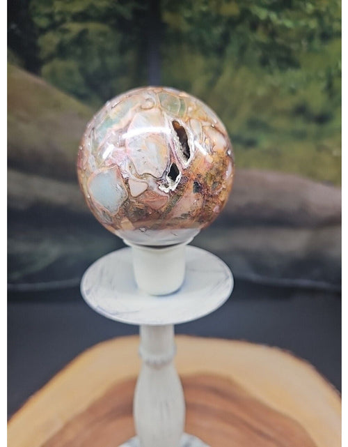 Load image into Gallery viewer, Ocean Jasper Agate Sphere 64mm W/Stand
