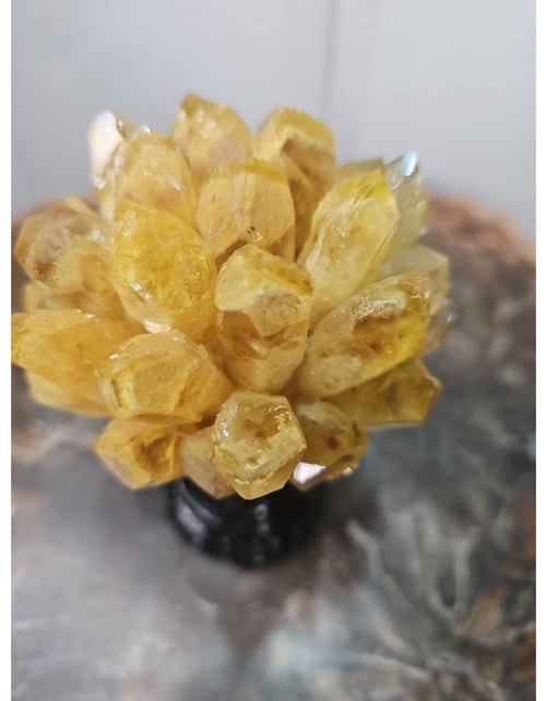 Load image into Gallery viewer, 1.12LB Yellow Phantom Quartz Crystal Cluster Mineral Specimen W/Stand
