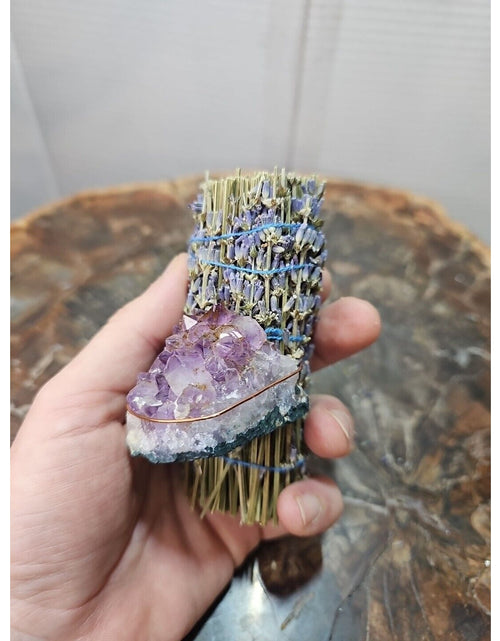 Load image into Gallery viewer, Lavender wrapped crystal W/ Huge Amethyst Healing
