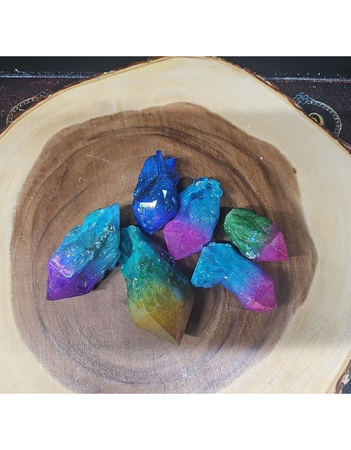 Load image into Gallery viewer, 6Pcs 1.41lbs Rainbow Aqua Aura Quartz Crystal Points Titanium Coating B2
