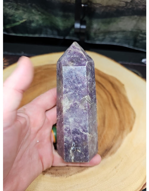 Load image into Gallery viewer, 1ea Natural Purple Mica Lepidolite Crystal Point Tower Africa 479g
