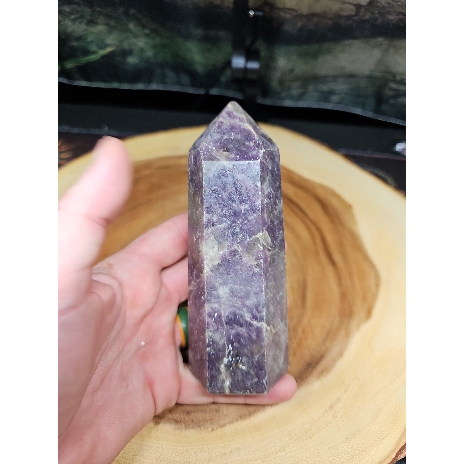 1ea Natural Purple Mica Lepidolite Crystal Point Tower Africa 479g
