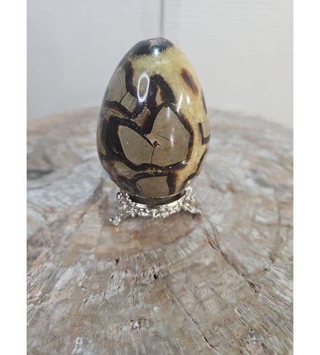 1lb 5oz Natural Septarian Dragon quartz Crystal egg Mineral Specimen W/Stand