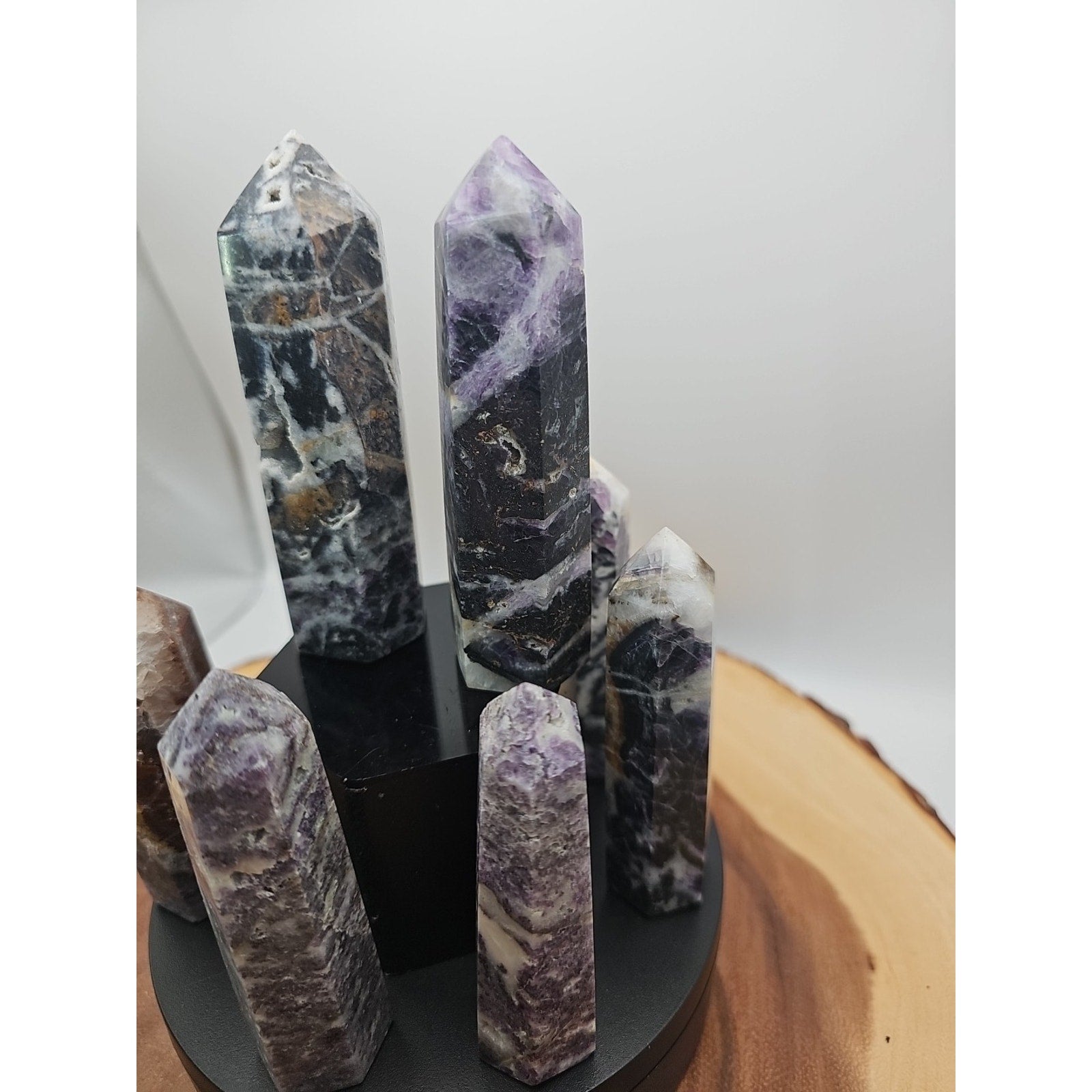 2Pcs Natural Rainbow Fluorite Quartz Crystal Point Tower Polished 4in Tall Avg