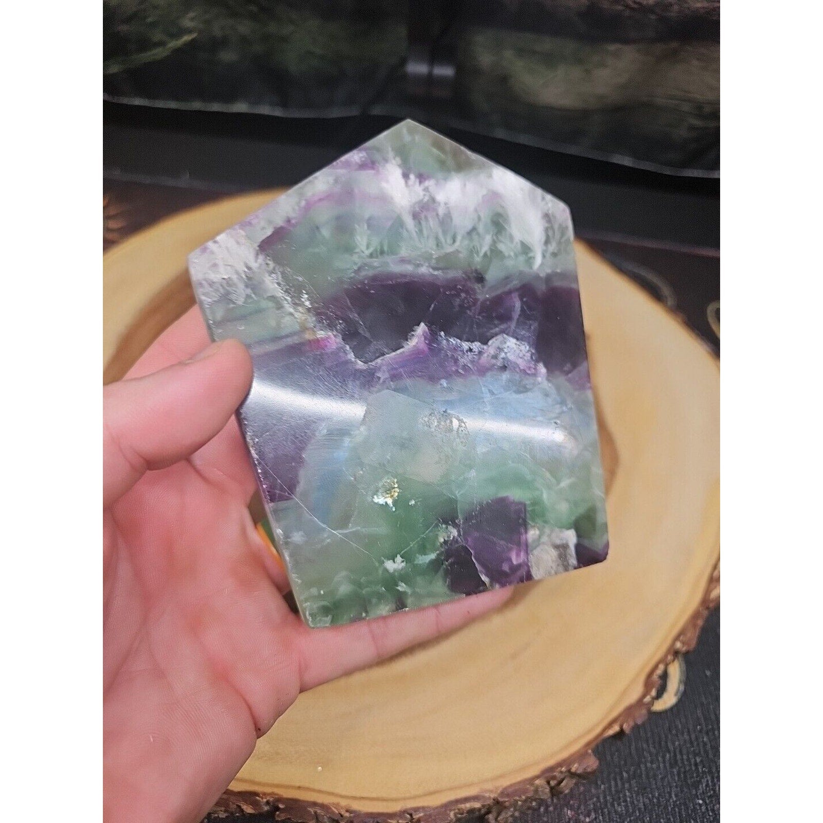 1.15LB Natural fluorite snowflake feather fluorite crystal quartz healing