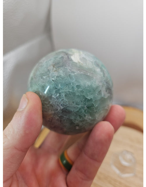 Load image into Gallery viewer, 1.16lb Natural Rainbow Fluorite Quartz Crystal Sphere Ball Polished
