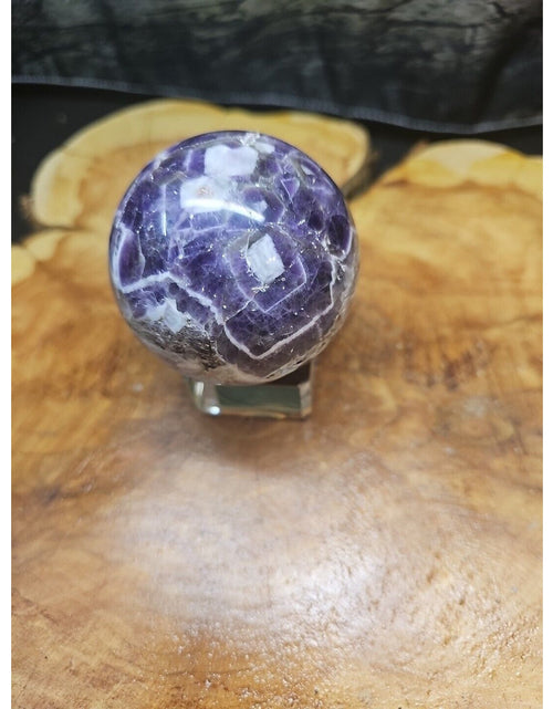 Load image into Gallery viewer, Amethyst Sphere 65mm W/Glass Stand 1lb
