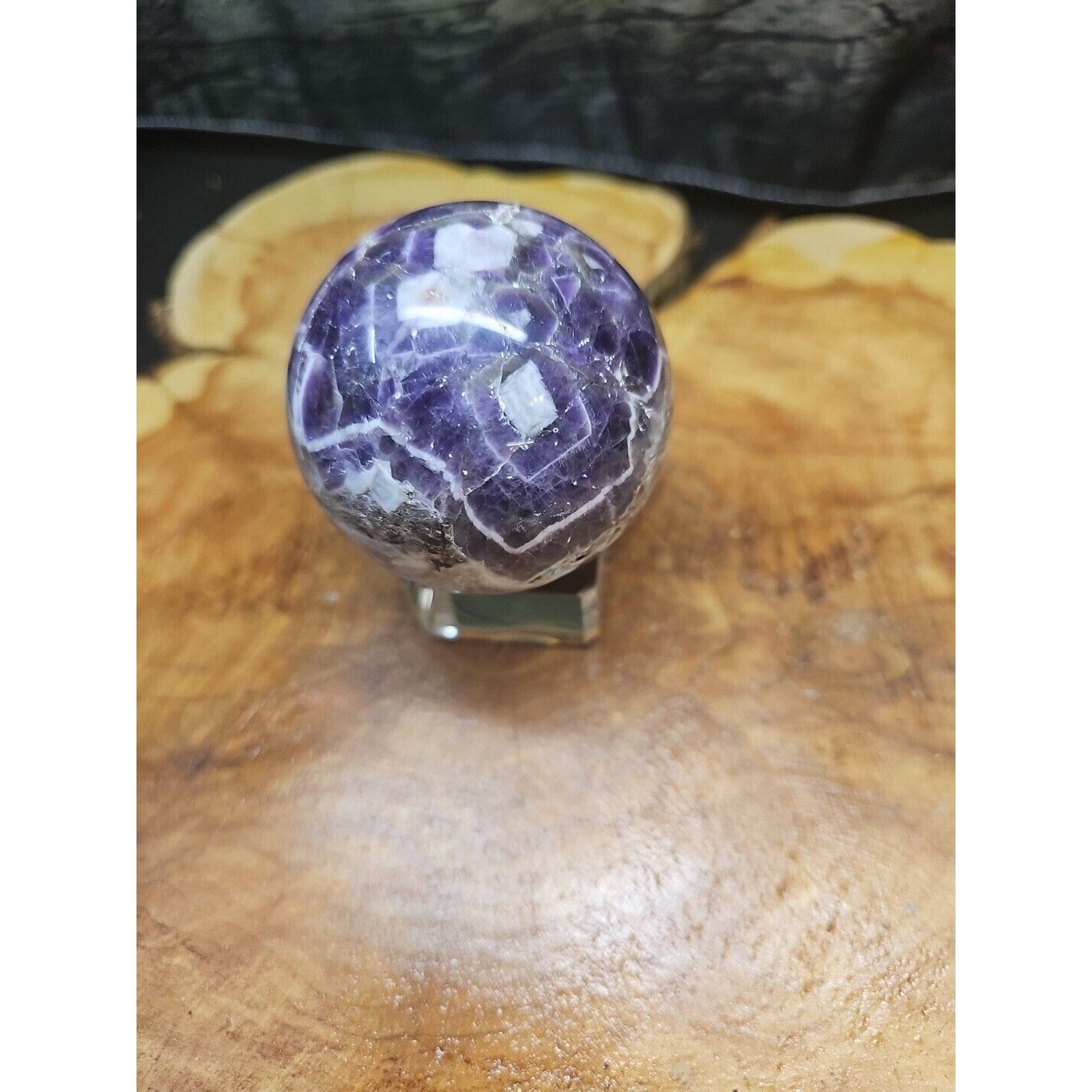 Amethyst Sphere 65mm W/Glass Stand 1lb