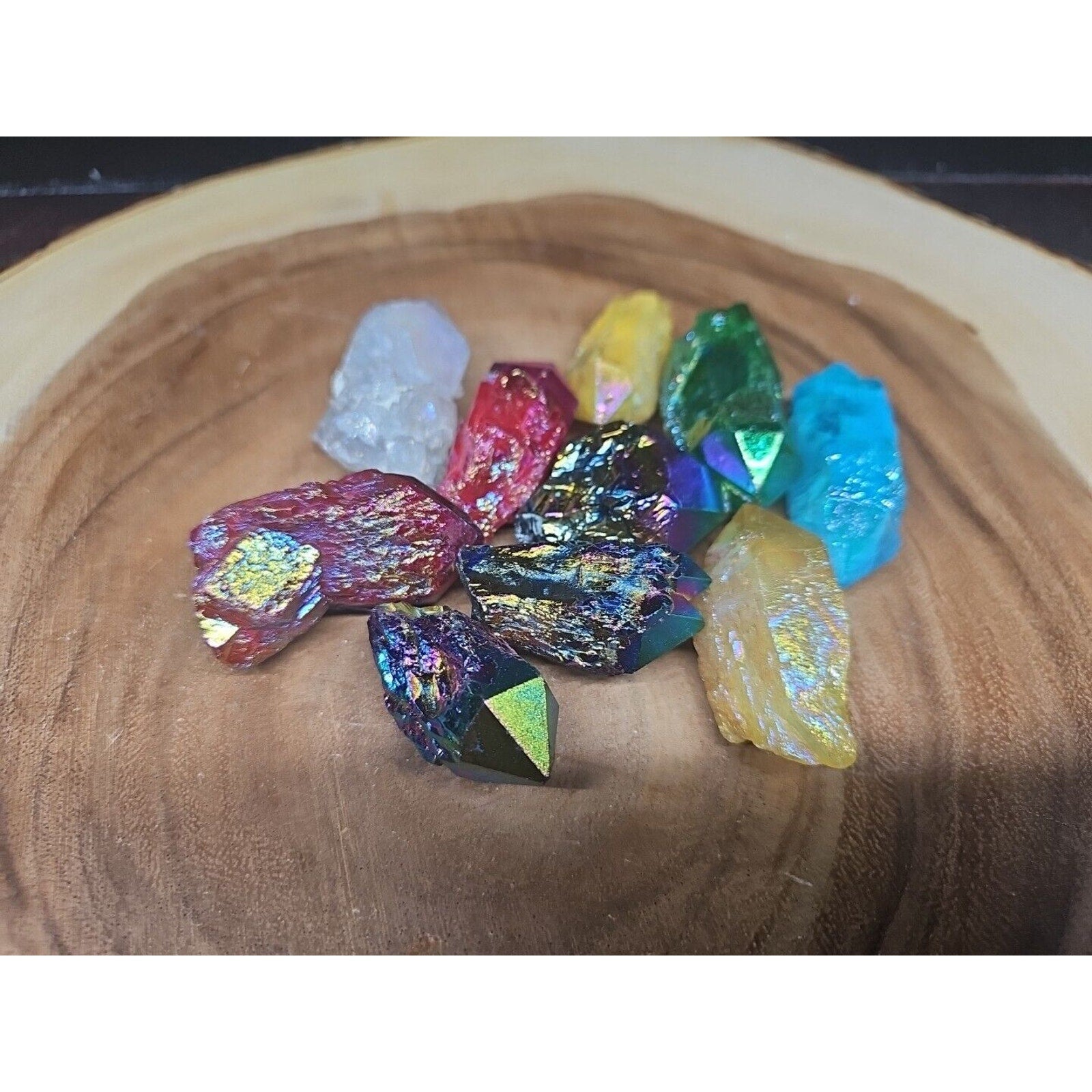 10Pcs .68lbs Rainbow Aqua Aura Quartz Crystal Points Titanium Coating B1