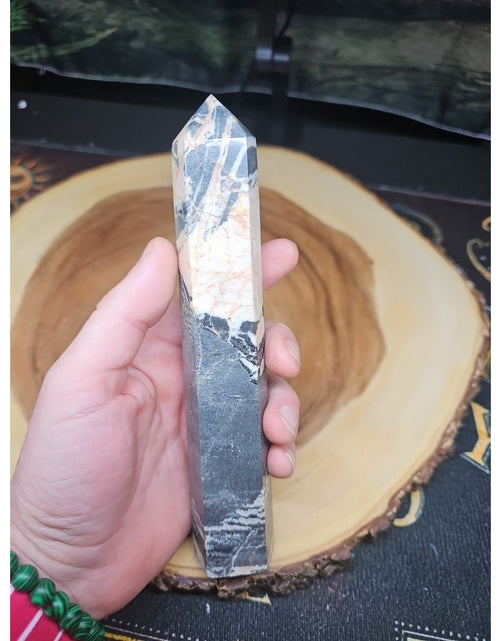 Load image into Gallery viewer, Zebra Stone Tower 390g 7.3/4 In Tall
