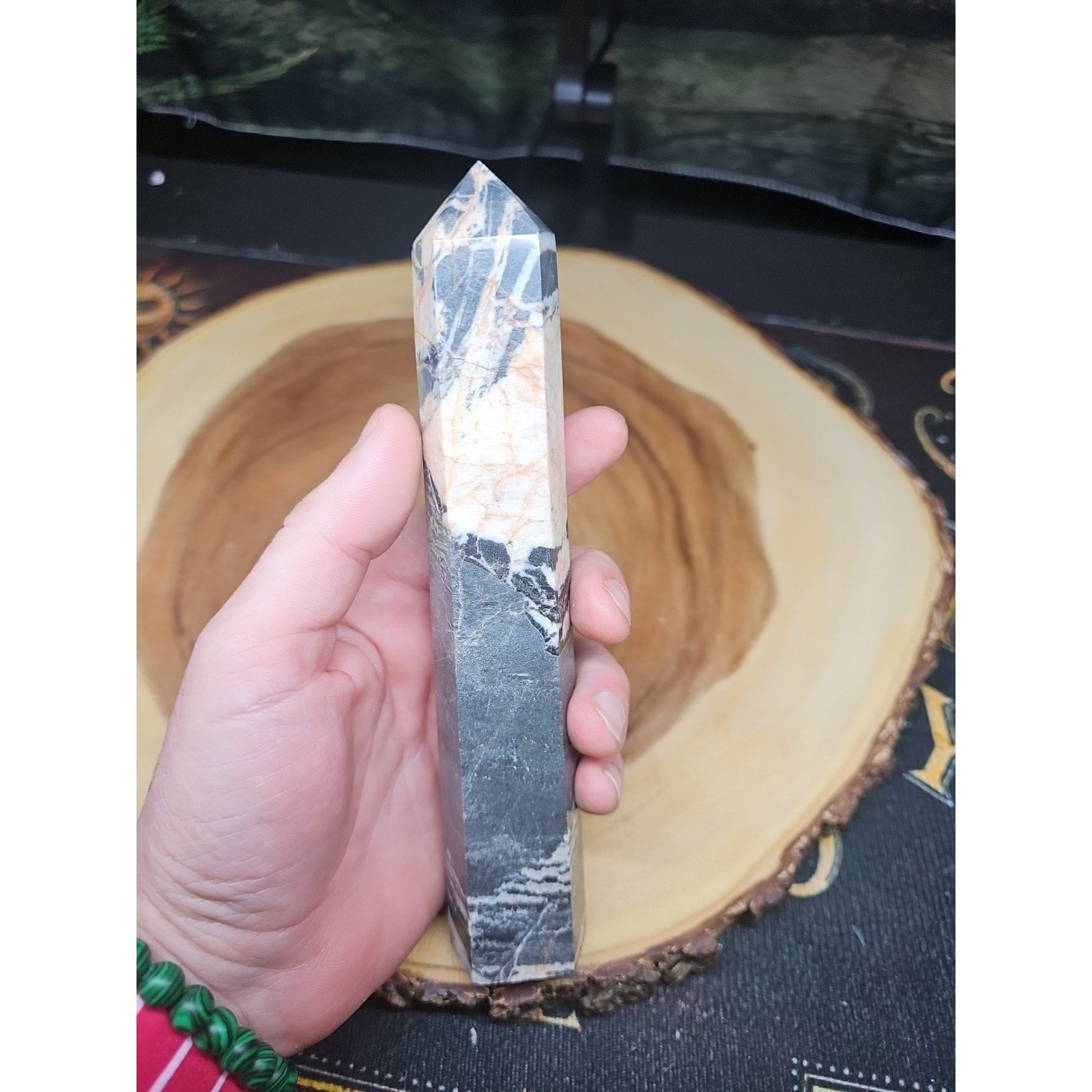Zebra Stone Tower 390g 7.3/4 In Tall
