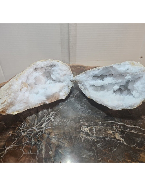 Load image into Gallery viewer, 3.88lbs Large Pair Geode Crystal Moroccan Quartz W /Stand
