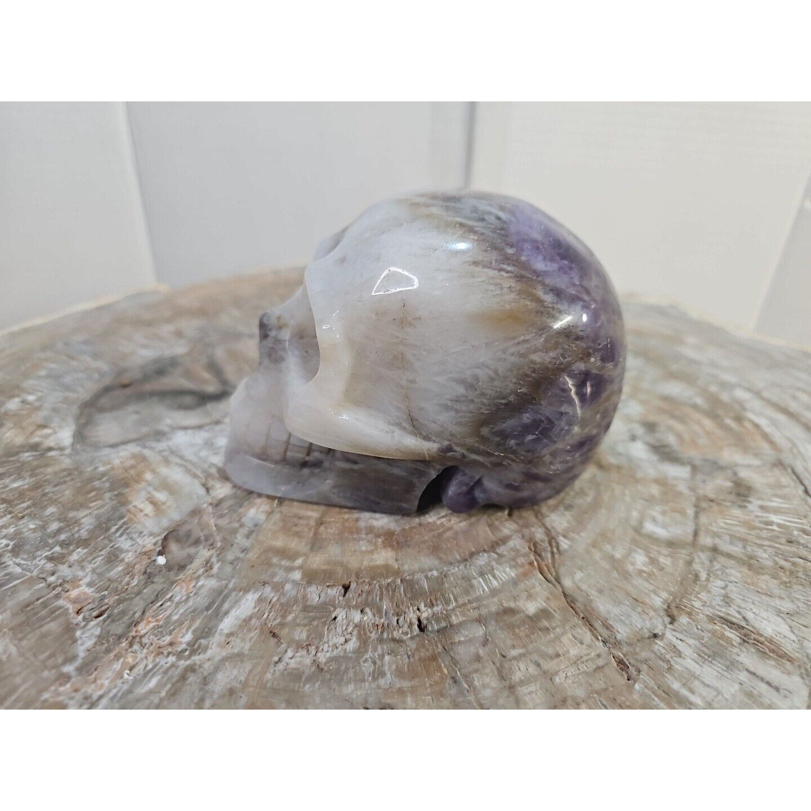 2.2LB Natural Amethyst Hand carved Skull Quartz Crystal Spiritual Jewel