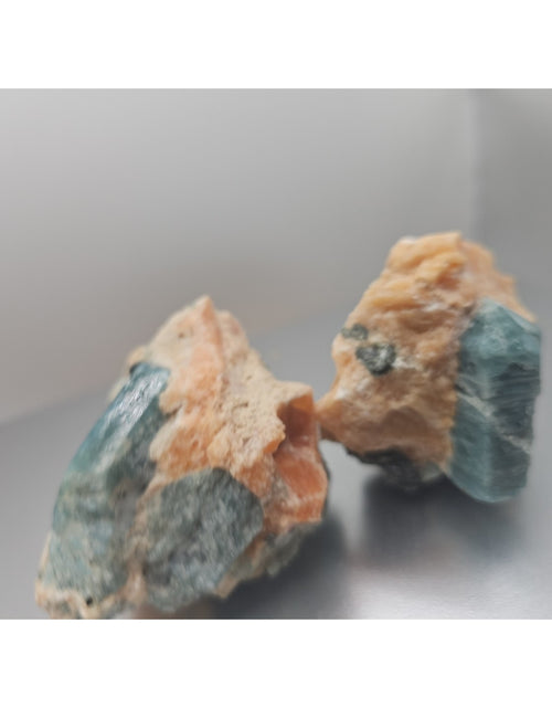 Load image into Gallery viewer, Fluorapatite On Orange Calcite 2pc Raw Specimen. 90lbs
