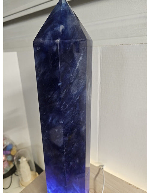 Load image into Gallery viewer, 6.8LB 13.7&quot; Huge Blue Smelt Melting Quartz Crystal Point Tower Polished Healing
