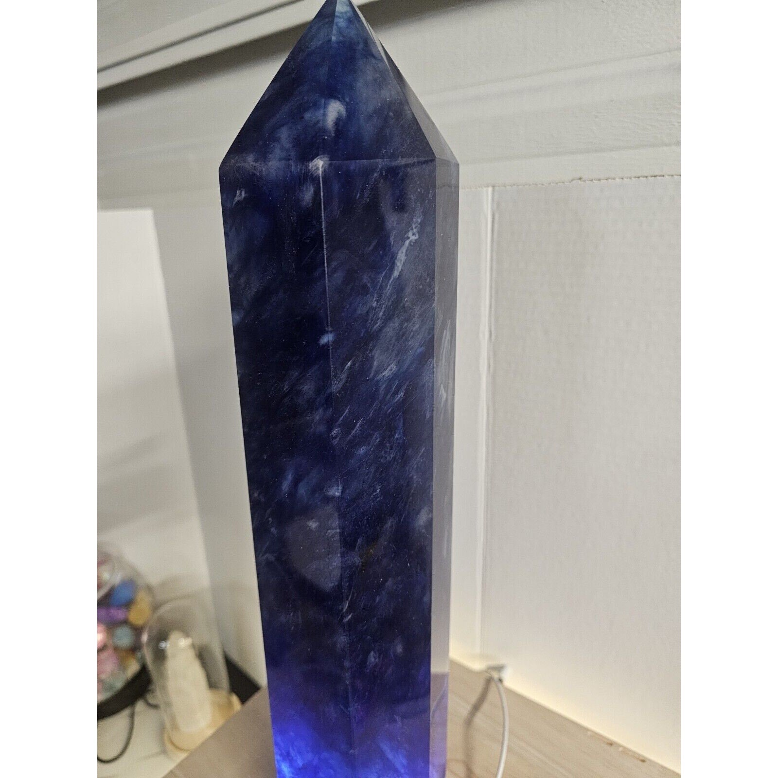 6.8LB 13.7" Huge Blue Smelt Melting Quartz Crystal Point Tower Polished Healing