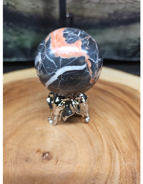 Load image into Gallery viewer, Ocean Jasper Sphere .75lbs 58mm. W/ Elephant Stand
