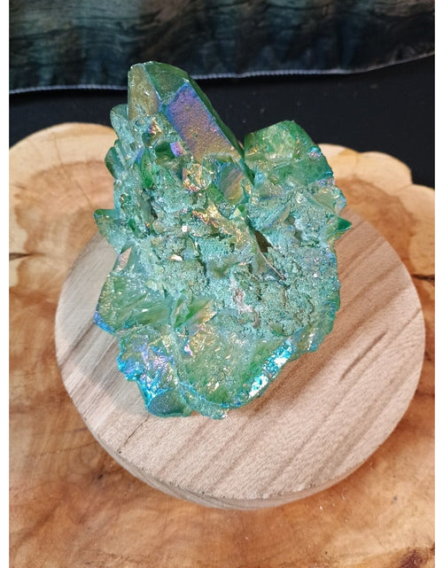 Load image into Gallery viewer, 1.20lbRainbow Aqua Aura Quartz Crystal Cluster Points Titanium Coating
