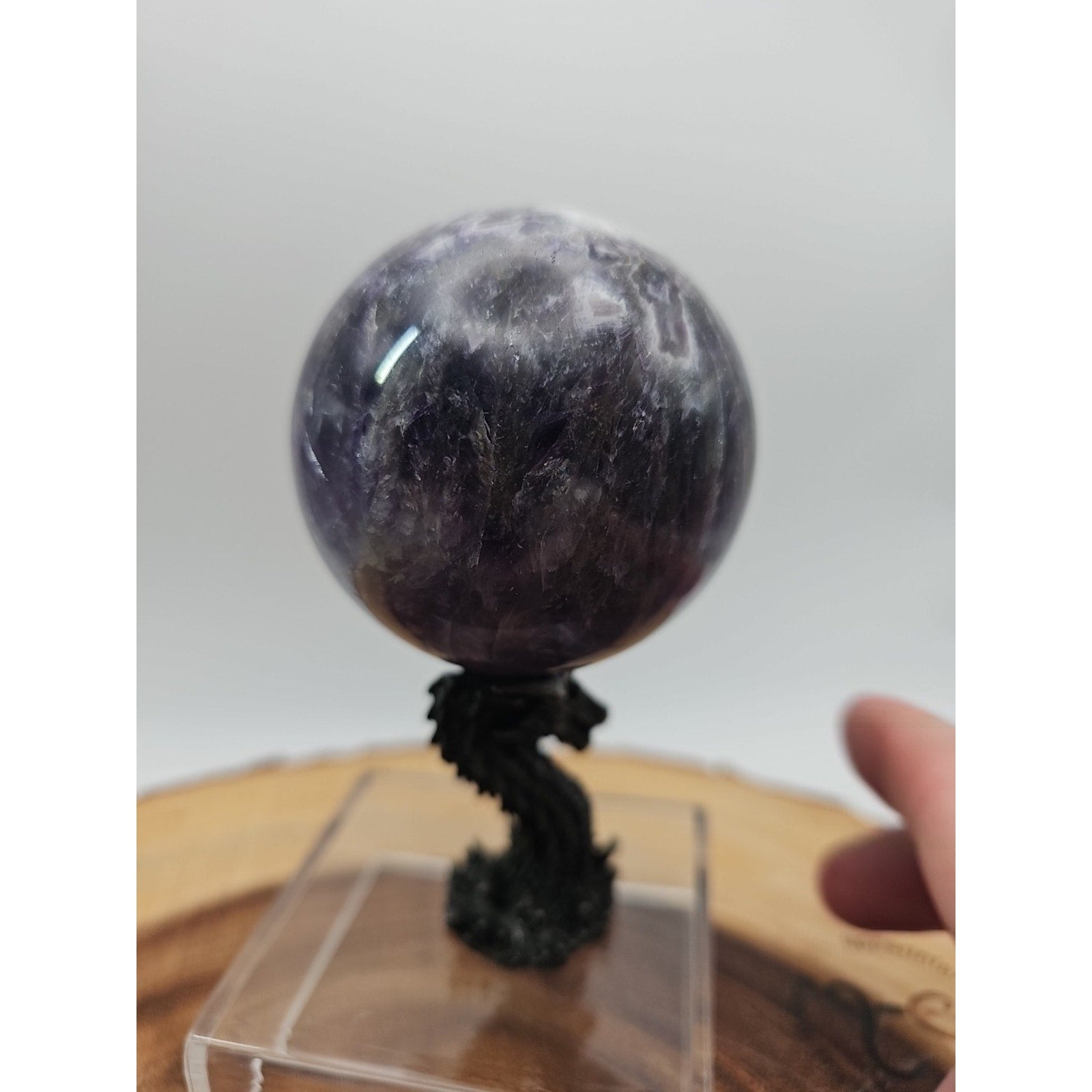 Amethyst Sphere .82lb 65mm W/Dragon Stand