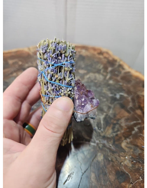 Load image into Gallery viewer, Lavender wrapped crystal W/ Huge Amethyst Healing
