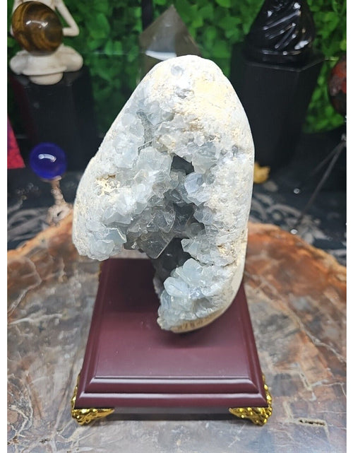 Load image into Gallery viewer, 4.02LB Natural Beautiful Blue Celestite Crystal Geode W/ Stand
