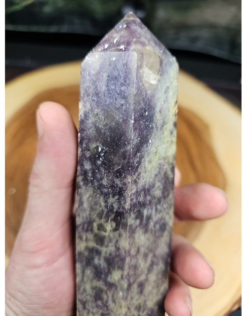 Load image into Gallery viewer, 1ea Natural Purple Mica Lepidolite Crystal Point Tower Africa 505g
