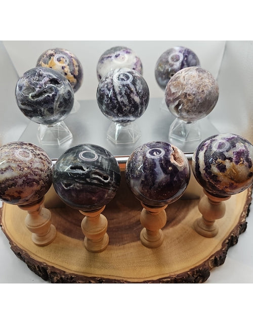 Load image into Gallery viewer, 55mm To 65mm Natural Sphalerite Quartz Crystal W/wooden Stand 1 Each
