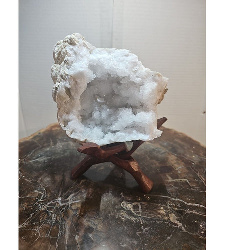 2.66lbs Geode Crystal Moroccan Quartz W /Stand