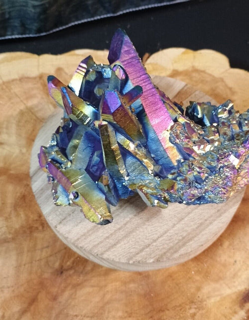 Load image into Gallery viewer, 1.27 Lb Rainbow Aqua Aura Quartz Crystal Cluster Points Titanium Coating
