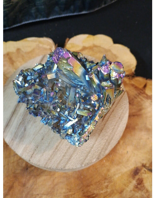 Load image into Gallery viewer, 0.68lb Rainbow Aqua Aura Quartz Crystal Cluster Points Titanium Coating
