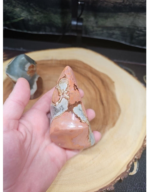 Load image into Gallery viewer, 1.40LB 2Pcs Natural Polychrome Ocean Jasper Crystal Flame Point Carved Healing
