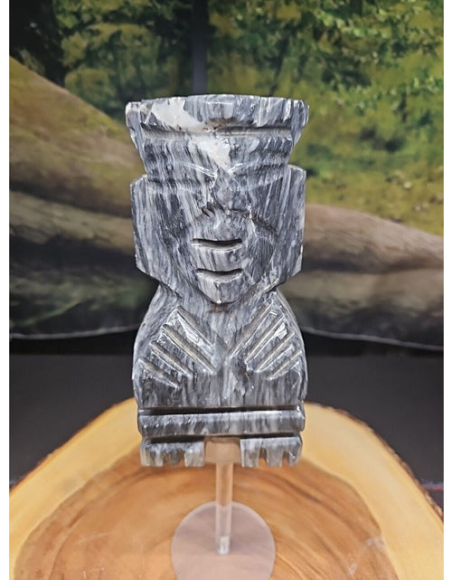 Load image into Gallery viewer, Carved Onyx Stone Aztec Mayan Tiki Sculpture 7in Tall 4lbs
